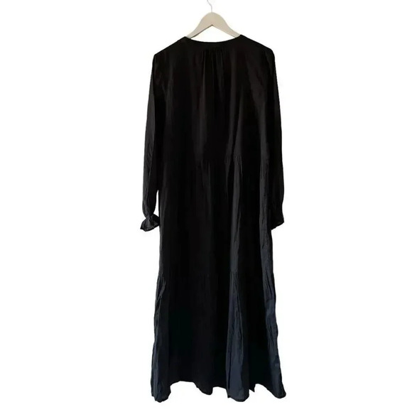 ABLE Jane Long Sleeve Cotton Minimalist Bohemian Maxi Dress  Black SZ XL #2017 - Picture 11 of 16